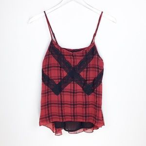 Denim & Supply Red/Black Plaid Tank Top